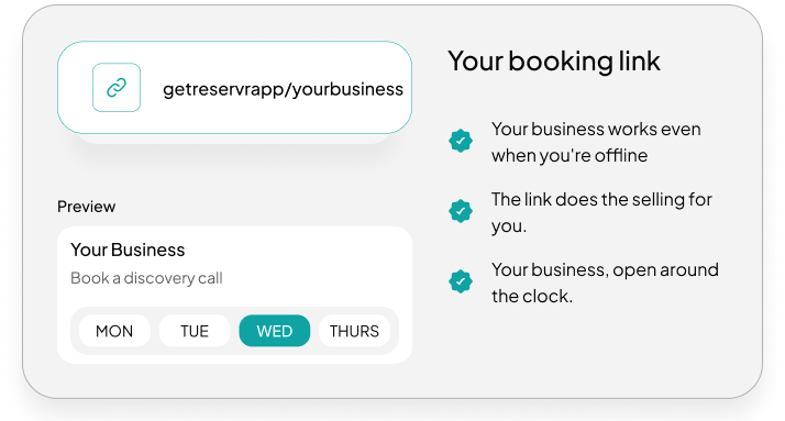 Reservr booking link preview card.